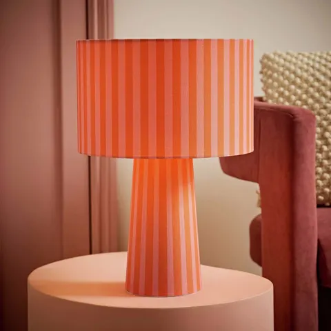 ValueLights Thorley Fabric LED Stripe Table Lamp - Orange – image 1
