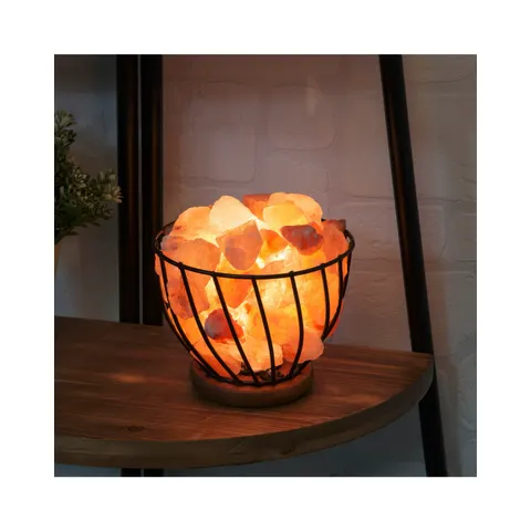 Serenity Himalayan Rock Salt Basket Lamp – image 1