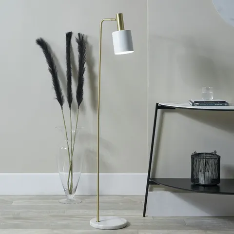 Pacific Biba Marble Footed Floor Lamp - Gold & White – image 1
