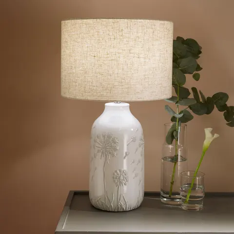 Pacific Flora Ceramic Table Lamp - White & Grey – image 1