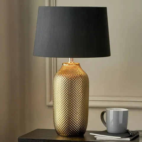 Pacific Nova Ceramic Textured Table Lamp - Gold & Black – image 1
