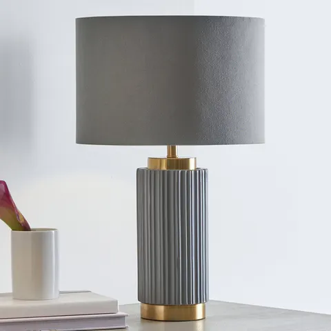 Pacific Ionic Ceramic Textured Table Lamp - Grey – image 1