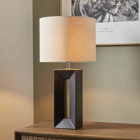Pacific Block Ceramic Tall Table Lamp - Black & Cream – image 1