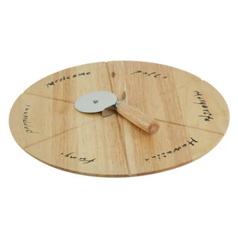 Pizza Board Set with Cutter | Rubberwood – image 1
