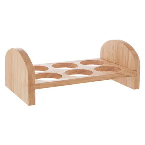 Essentials by premier nash 6 hole rubberwood egg rack – image 1