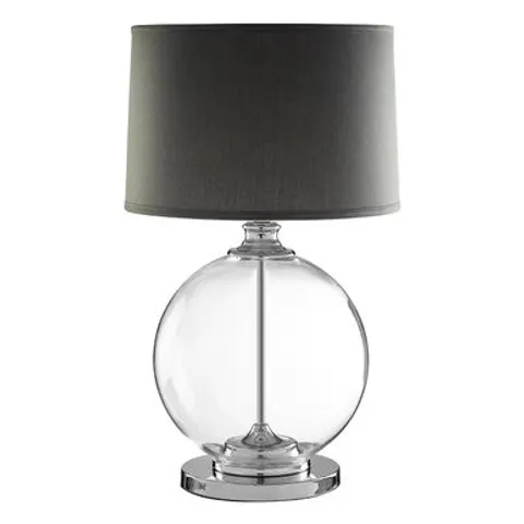 Glass Table Lamp with Grey Linen Shade | Edna – image 1