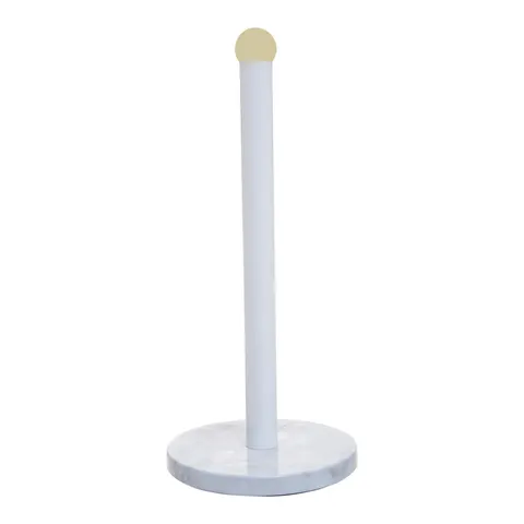 Interiors By Premier Practical White Marble Effect Stainless Steel Kitchen Roll Holder, Stylish Roll Holder, One Handed Use Holder – image 1