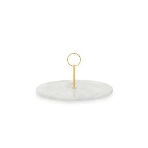 Grey Marble Cake Stand with Gold Handle | Salerno – image 1