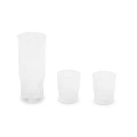 Juno Ribbed Glass And Jug Three Piece Set – image 1