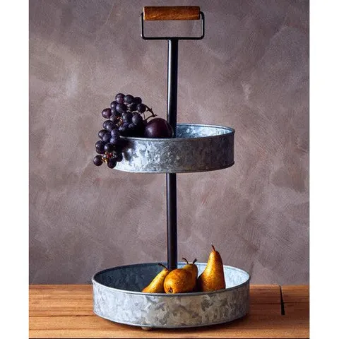 Drummond Two Tier Galvanised Steel Cake Stand With Handle – image 1