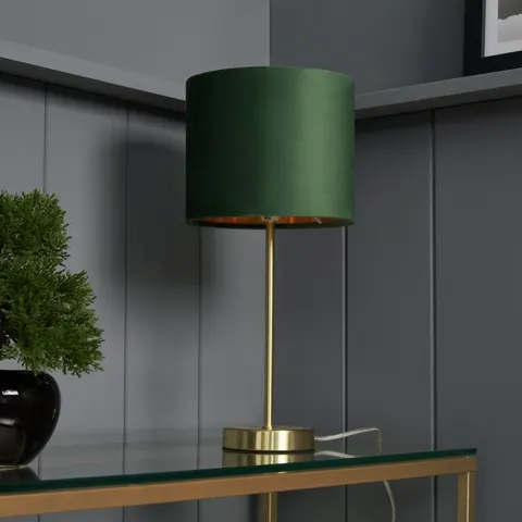 BHS Velvet Table Lamp, Green – image 1