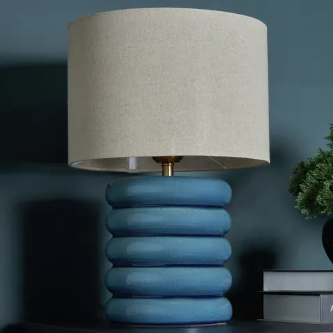 BHS Florence Flump Table Lamp, Blue – image 1