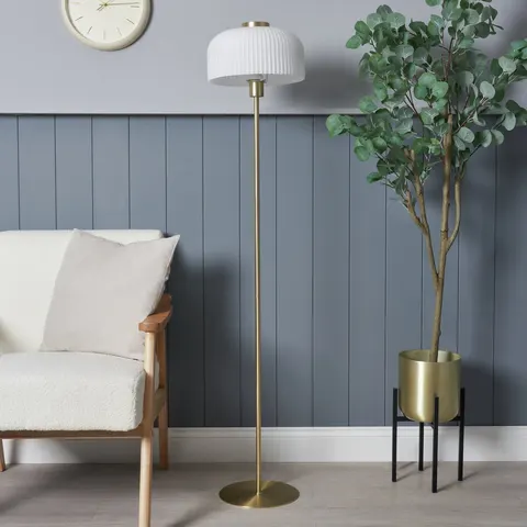 BHS Reed Metal Floor Lamp - Brass & White – image 1