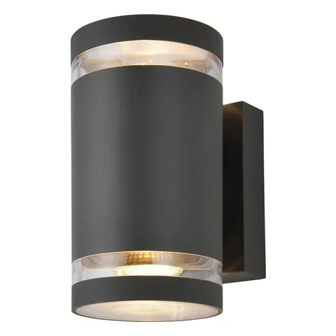 Lens 2 Light Outdoor Up Down Wall Lamp Anthracite IP44 – image 1