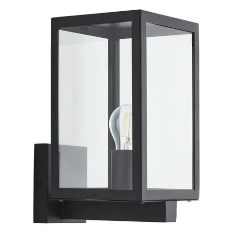 Hestia Glass Panel Outdoor Wall Lantern Black IP44 – image 1