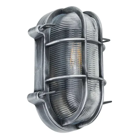 Zink Davey Caged Oval Outdoor Bulkhead Silver – image 1