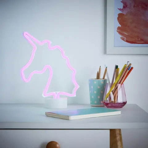 Glow Neon Effect Unicorn LED Kids Table Light - Pink – image 1