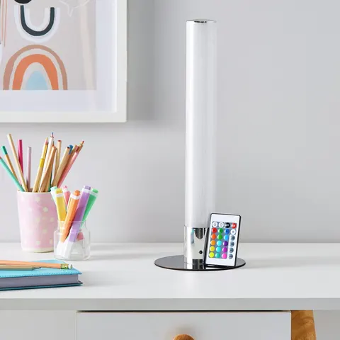 BHS Glow Kid's LED Shimmer Table Lamp, Silver – Multicoloured – image 1