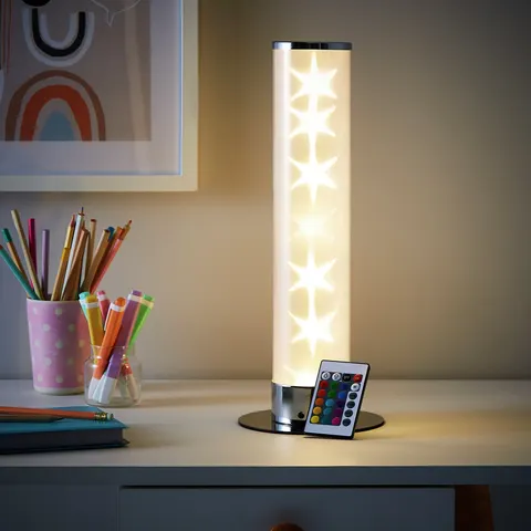 BHS Glow Kid's LED Galaxy Table Lamp, Silver – White – image 1