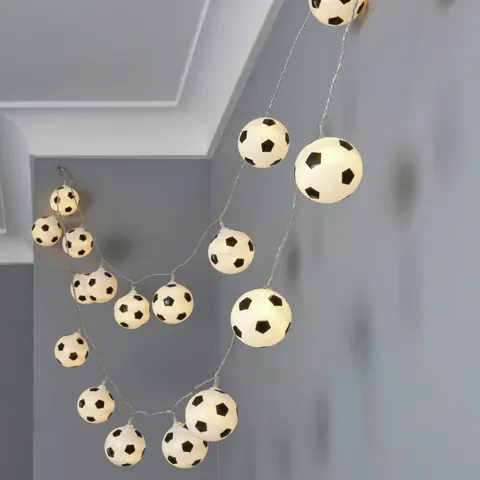 Glow Football LED String Lights - Black & White – image 1