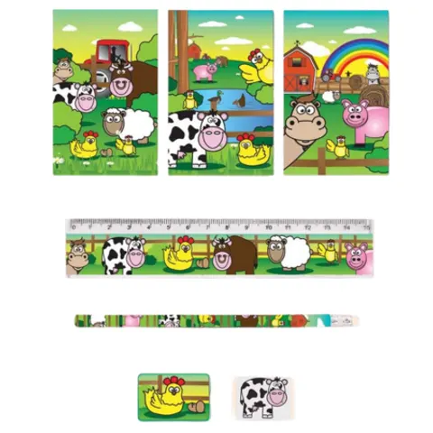 Fun Stationery Farm Animals Stationery Set – 5 Pcs – image 1