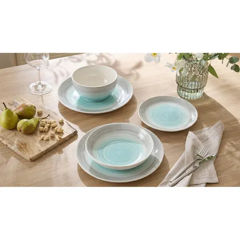 Waterside 24pc Grey and Blue Spinwash Dinner Set Blue;Gray 24 – image 1