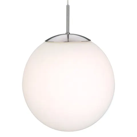 Globe 1 Light Ceiling Pendant Brushed Steel, Opal White Glass, E27 – image 1