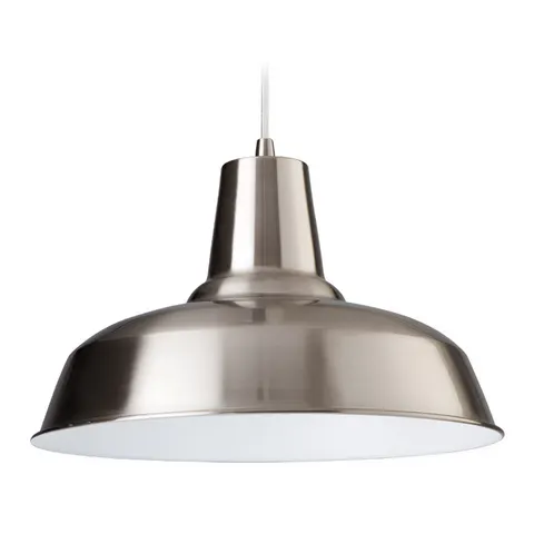 Smart 1 Light Dome Ceiling Pendant Brushed Steel, White Inside, E27 – image 1