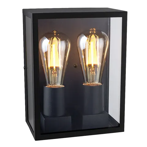 Houston Outdoor Flush Box Wall Light Black IP44, E27 – image 1