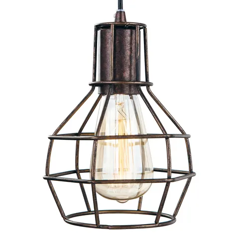 Firstlight Clipper 14.5cm Pendant Light Retro Style in Rustic Brown – image 1