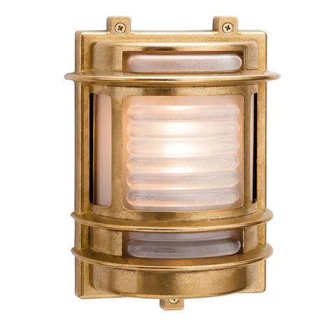 Firstlight Nautic Rectangular Bulkhead with Frosted Glass in Solid Brass Outdoor Garden Wall Light – image 1