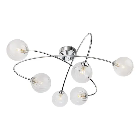 Atom 6 Light Flush Ceiling Fitting Chrome with Clear Decorative Glass 6xG9 – image 1