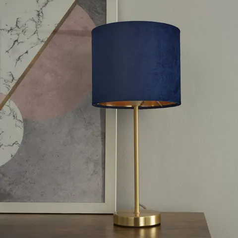 BHS Velvet Table Lamp, Navy – Blue – image 1