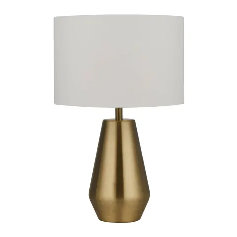 Searchlight Laynie table lamp, brass/beige, metal/textile, 24 cm, E14 – brass, beige – image 1
