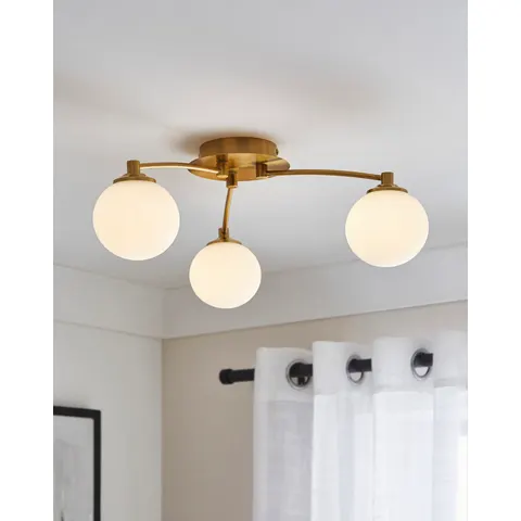 3 Glass Shades Ceiling Light – Brass – image 1