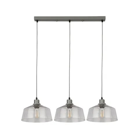 Searchlight Thaloria pendant light, transparent, glass, 3-bulb, 80 cm – clear, grey – image 1