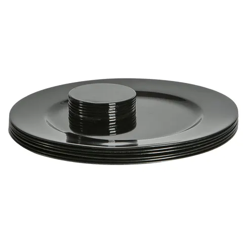 Argon Tableware 12pc Metallic Charger Plates & Coasters Set - Black Reusable Dining Table Setting Plates Drink Placemats – image 1