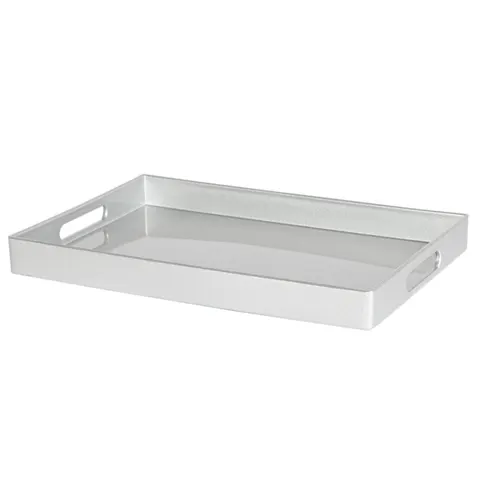 Argon Tableware Serving Tray - 34.5 x 25cm - Silver Rectangular Tray Metallic Decorative Breakfast Tray Melamine Food Tray – image 1