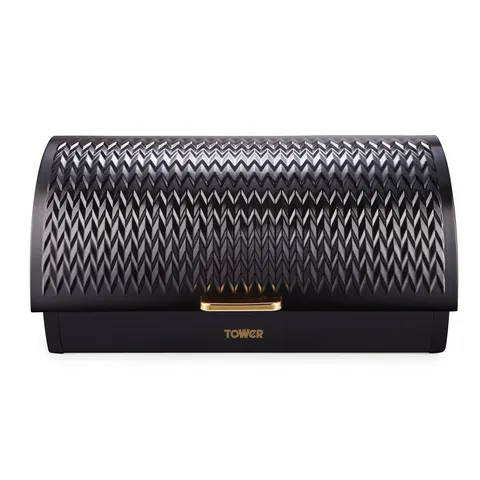 Tower Empire Roll Top Bread Bin Black – Steel – image 1