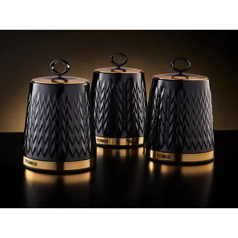 Tower 3 Piece Empire Storage Canisters - Black – image 1