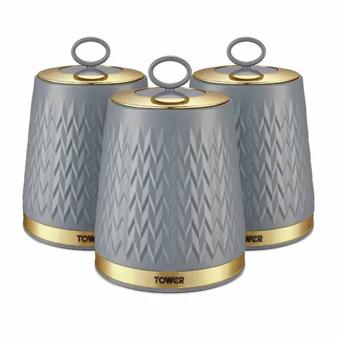 Tower Empire Set of 3 Canisters Grey – image 1