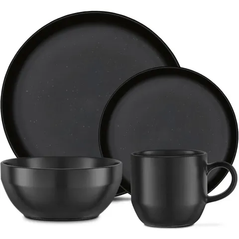 Barbary & Oak Luna 16 Piece Dinnerware Set Black – image 1