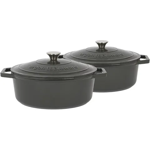 Argon Tableware - Oval Cast Iron Casserole Dishes Grey 4.68L – image 1