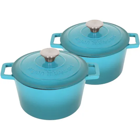Argon Tableware - Round Cast Iron Casserole Dishes Teal 2.8L – image 1