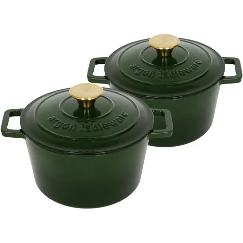 Argon Tableware - Round Cast Iron Casserole Dishes Green 2.8L – image 1