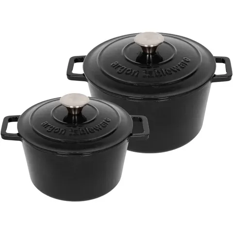 Argon Tableware -Round Cast Iron Casserole Dish Set Black 4.5L – image 1