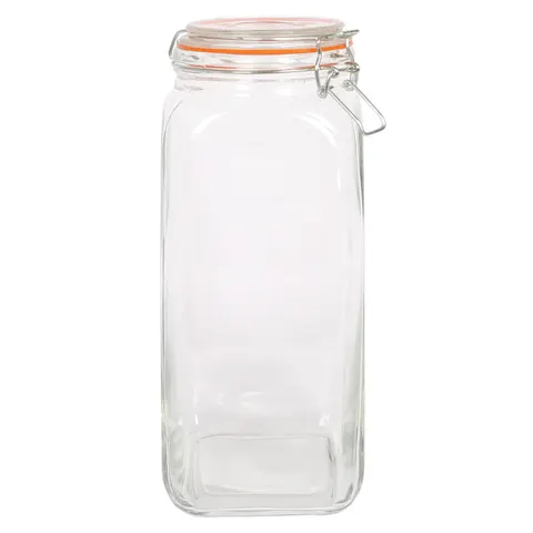 Argon tableware square glass jar with clip-top lid - 2l – image 1