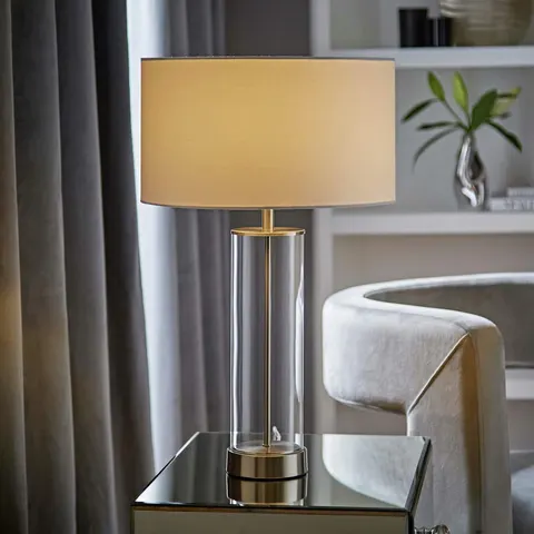 ValueLights Balan Brushed Chrome Table Lamp White Shade – image 1