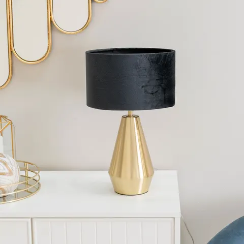 ValueLights Jax Brushed Chrome Touch Table Lamp Black Shade – image 1