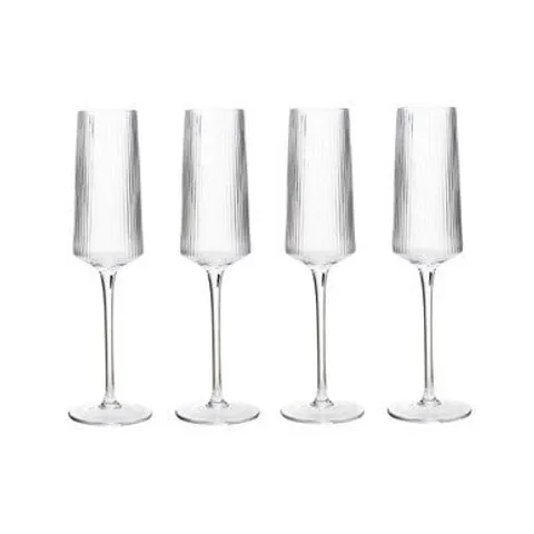 Eldon Set of Four Ribbed Champagne Glasses MOB Packaging – image 1
